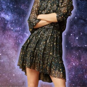 NWT Soeur ‘Lafayette’ Leopard Muslin Skirt in “Peacock Blue” Size 34 = Size XS